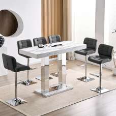 Caprice Large Filo Effect Gloss Bar Table 6 Candid Grey Stools - UK