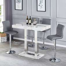 Caprice Small Magnesia Bar Table With 4 Ripple Grey Stools - UK