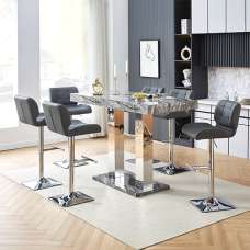 Caprice Large Melange Effect Bar Table 6 Candid Grey Stools - UK