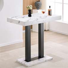 Caprice Small Gloss Bar Table With Black Base In Diva Marble Effect - UK