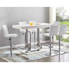 Caprice Large White Gloss Bar Table 6 Ripple White Stools - UK