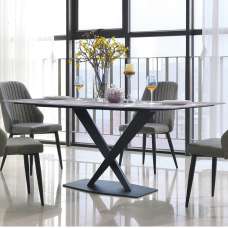 Carbondale Wooden Dining Table In Natural Stone Marble Effect - UK