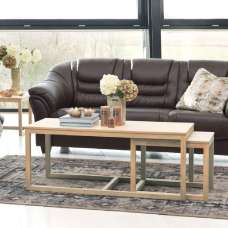 Cardiff Wooden Nesting Coffee Tables In White Oak - UK