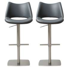 Cardwell Slate Grey PU Leather Bar Stools with Steel Base In Pair - UK