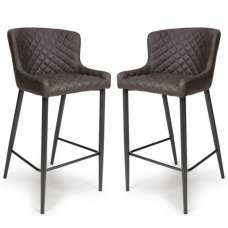 Caribou Grey Fabric Bar Stools With Metal Legs In Pair - UK