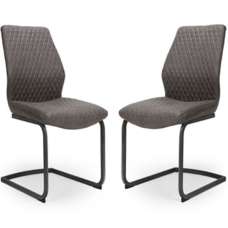 Caribou Grey Fabric Dining Chairs In Pair - UK