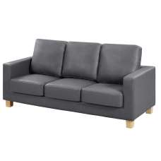 Caridad PU Leather 3 Seater Sofa In Grey - UK