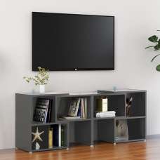 Carillo High Gloss TV Stand With Shelves In Grey - UK