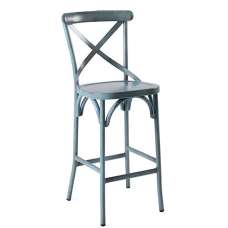 Cayuga Outdoor Aluminium Vintage Bar Chair In Blue - UK
