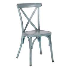 Cayuga Outdoor Aluminium Vintage Side Chair In Blue - UK
