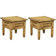 Carlen Distressed Oak Wooden Lamp Table In Pair - UK