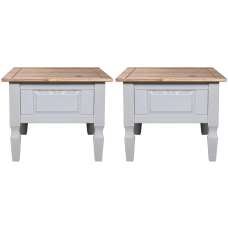 Carlen Grey Distressed Oak Wooden Lamp Tables In Pair - UK