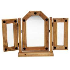 Carlen Vanity Triple Mirror With Distressed Oak Wooden Frame - UK