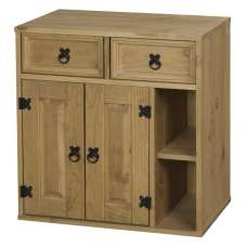 Carlen Wooden Sideboard With 2 Doors 2 Shelves In Distressed Oak - UK