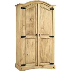 Carlen Wooden Wardrobe With 2 Doors In Distressed Oak - UK