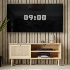 Carlisle Wooden TV Stand With 1 Door 2 Shelves In Rattan - UK