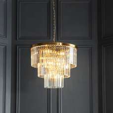 Carmel 7 Light Glass Pendant Light In Brushed Aged Brass - UK