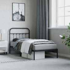 Carmel Metal Single Bed With Headboard In Black - UK