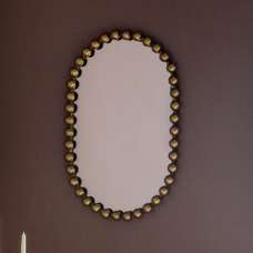 Carmel Rounded Rectangle Portrait Wall Mirror In Gold Frame - UK