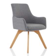 Carmen Grey Fabric Home And Office Chair With Wooden Leg - UK