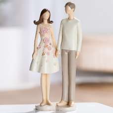 Carnation Synthetic Resin Standing Couple Sculpture In Cream And Pink - UK