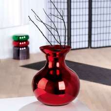 Carnation Iron Vase In Shiny Red - UK