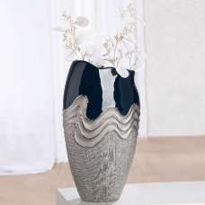 Carnation Large Decorative Ceramic Vase in Blue and Silver - UK