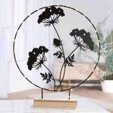 Carnation Large Metal LED Round Flower Table Lamp In Black - UK