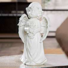 Carnation Large Poly Angel Sculpture In White - UK