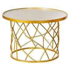 Carnation Large Round Metal Side Table In Gold - UK
