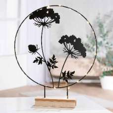 Carnation Small Metal LED Round Flower Table Lamp In Black - UK