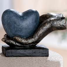 Carnation Synthetic Resin Hand In Heart Sculpture In Antique - UK