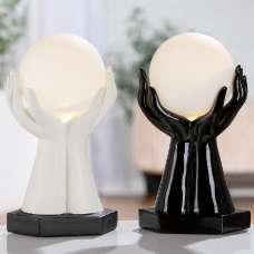 Carnation Synthetic Resin Hands Set of 2 Table Lamp in Black and White - UK