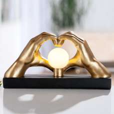 Carnation Synthetic Resin Heart Table Lamp in Black and Gold - UK