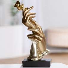 Carnation Synthetic Resin Rose Hand Sculpture in Black and Gold - UK