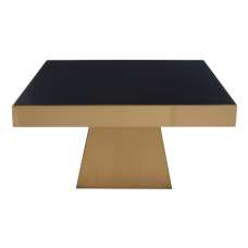 Carolex Square Black Glass Coffee Table With Gold Steel Base - UK