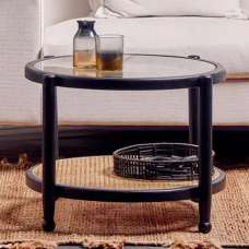 Carolina Clear Glass Top Coffee Table With Black Wooden Frame - UK