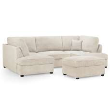 Caronia Boucle Fabric U Shaped Corner Sofa In Beige - UK