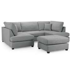 Caronia Classic Fabric U Shaped Corner Sofa In Grey - UK