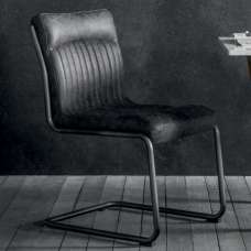 Carpi Leather Dining Chair With Metal Frame In Antique Ebony - UK