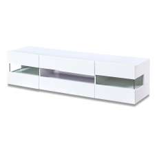 Carrboro High Gloss TV Stand In White With LED - UK