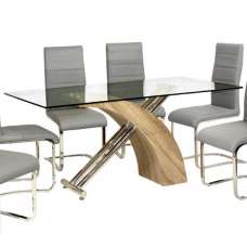 Carrick Clear Glass Dining Table Rectangular With Natural Base - UK