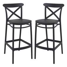 Carson Black Polypropylene And Glass Fiber Bar Chairs In Pair - UK