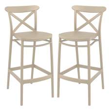 Carson Taupe Polypropylene And Glass Fiber Bar Chairs In Pair - UK