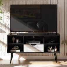 Carson Wooden TV Stand With 1 Drawer In Black Oak - UK