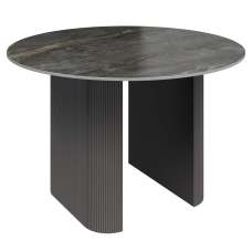 Carteret Ceramic Round Dining Table In Gloss Grey - UK