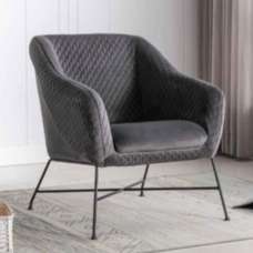 Carteret Fabric Accent Chair With Black Metal Legs In Cinder - UK