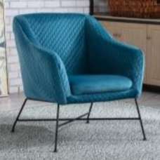 Carteret Fabric Accent Chair With Black Metal Legs In Federal Blue - UK