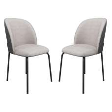 Carteret Grey Fabric Dining Chairs With Leather Back In Pair - UK