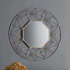 Alexis Round Metallic Wall Mirror In Gold - UK